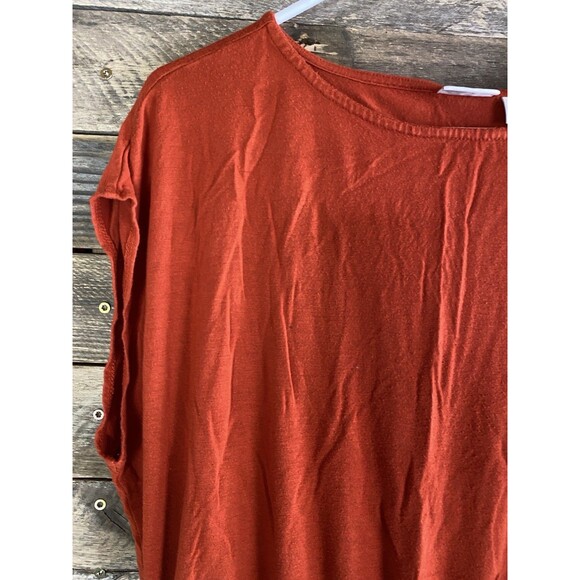 Cato Women's Sz M Dark Orange Sleeveless Ruched Sides Top - Picture 2 of 11